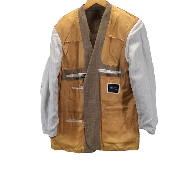 Harold Powell Blazer Mens 42R Beige Silk Linen Wool Sports Coat Jacket 3 Buttons - Picture 14 of 15